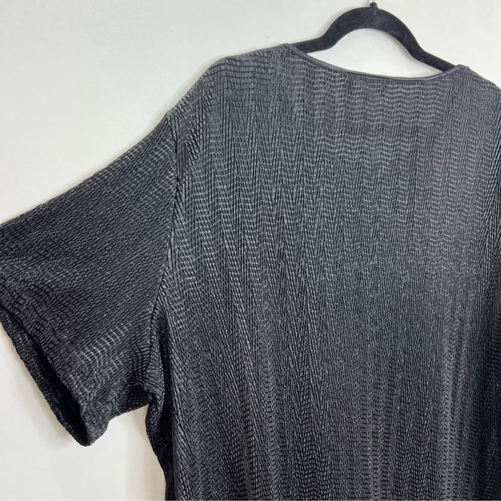 Vintage 80s 90s Lana Lee Plus black crinkly short sleeve top 4X - Picture 3 of 9